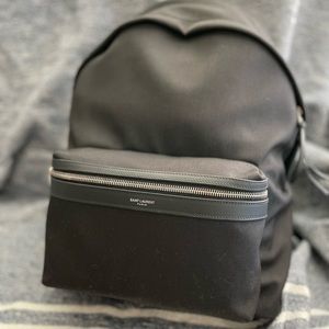 New (never used) Saint Laurent Black Nylon and Leather City Backpack